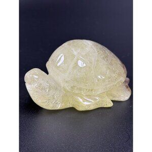 Natural Citrine & Smoky Quartz Turtle Hand Carved Stone Healing Crystal 228g 3"